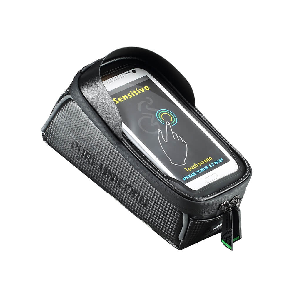 Waterproof Bike Top Tube Bag with Touchscreen Phone Holder – Easy Velcro Mount for E-Bike & Bicycle