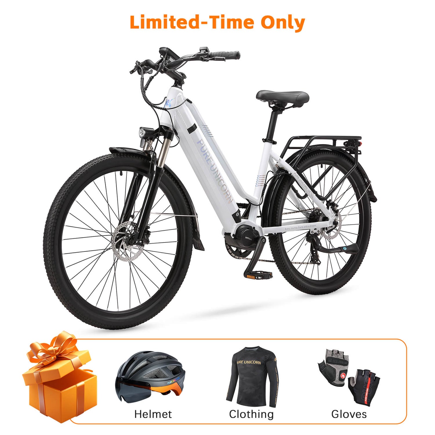 PURE UNICORN U8 48V 500W Mid-Drive Commuter E-Bike, Samsung Battery