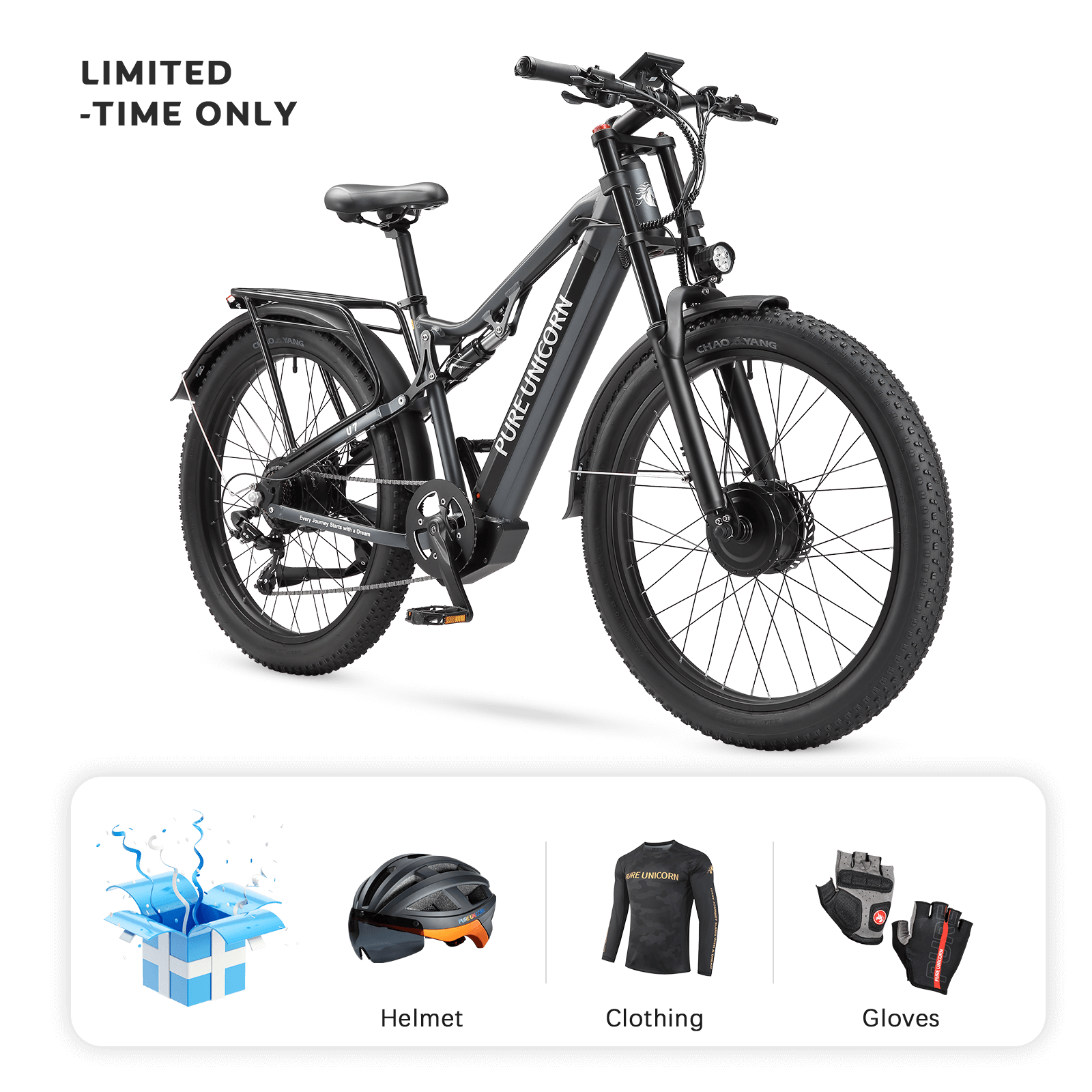 PURE UNICORN U7 – Dual 1000W Electric Bike for Power & Off-Road Adventure