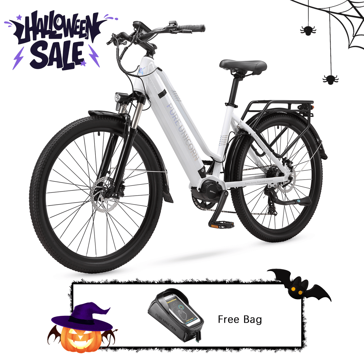 PURE UNICORN U8 48V 500W Mid-Drive Commuter E-Bike, Samsung Battery