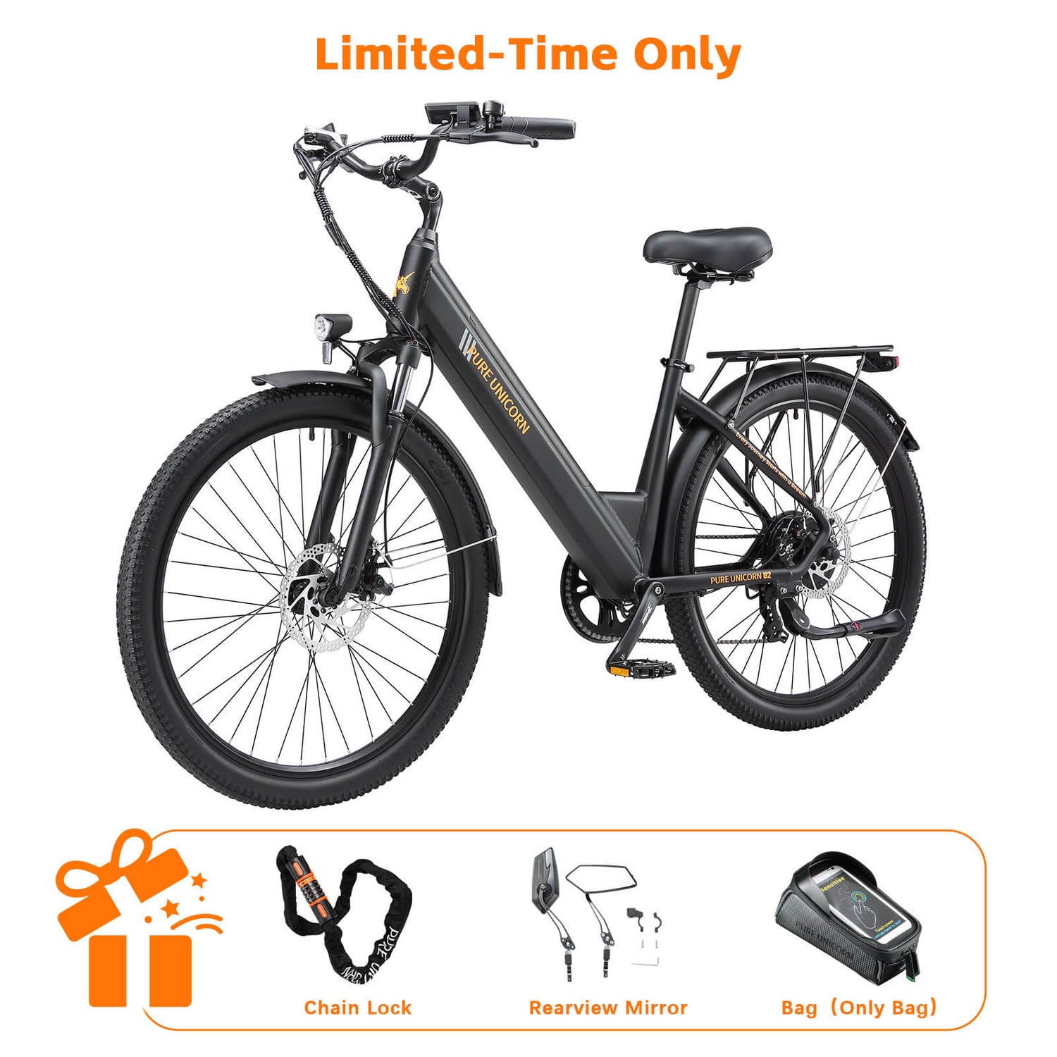 PURE UNICORN U2 48V 750W 12.8Ah Step-Through Electric Bike