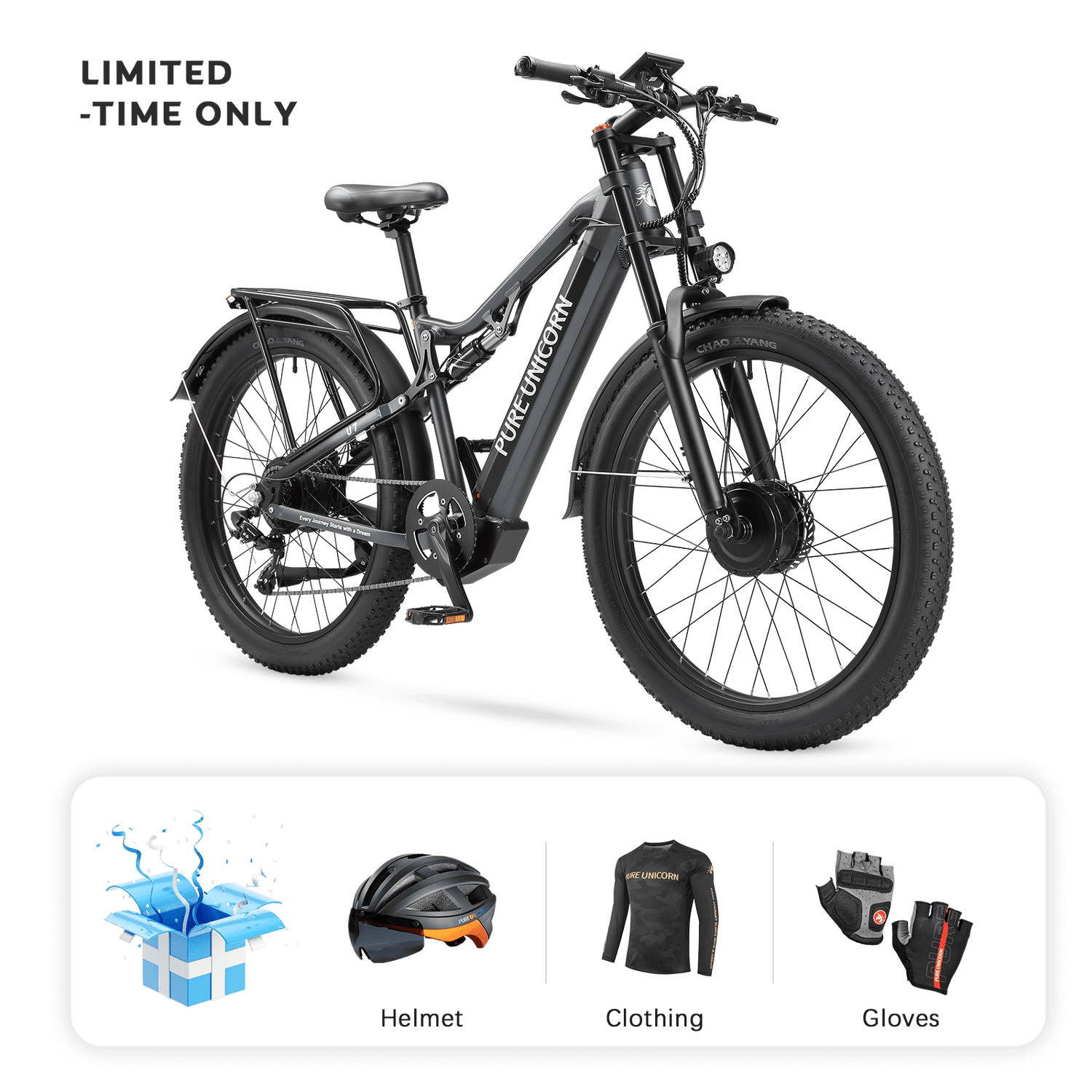Pre-sale PURE UNICORN U7 48V 2000W 19.2Ah Dual Motor Electric Bike